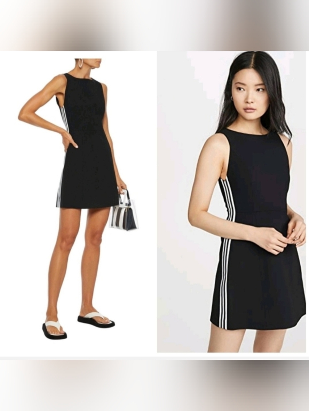 Alice + Olivia lindysey Black crew neck Mini Dress with White Stripes Size 10 - Picture 5 of 16